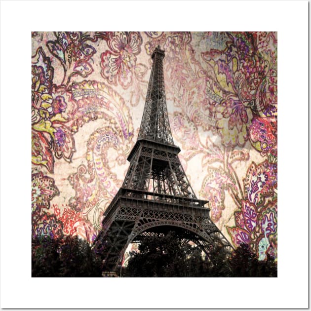 Floral Eiffel Tower in Paris, France Wall Art by Christine aka stine1